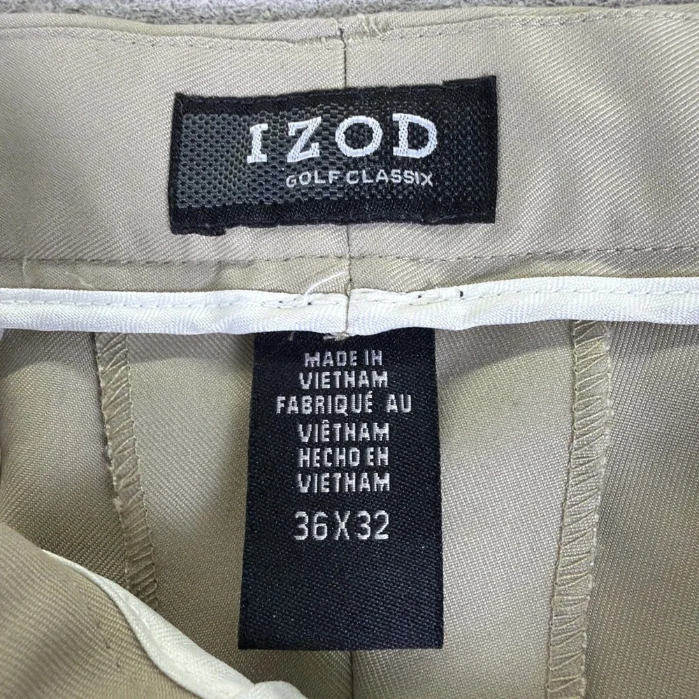 Izod pants Mens Size 36x32 Beige Double Pleated‎ Golf Classix Performance Active